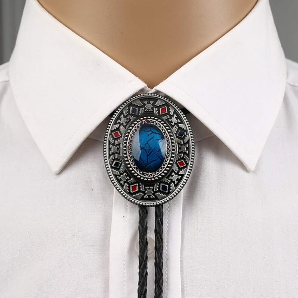 Handmade Round Shape Western Cowboy Bola Tie Totem Element